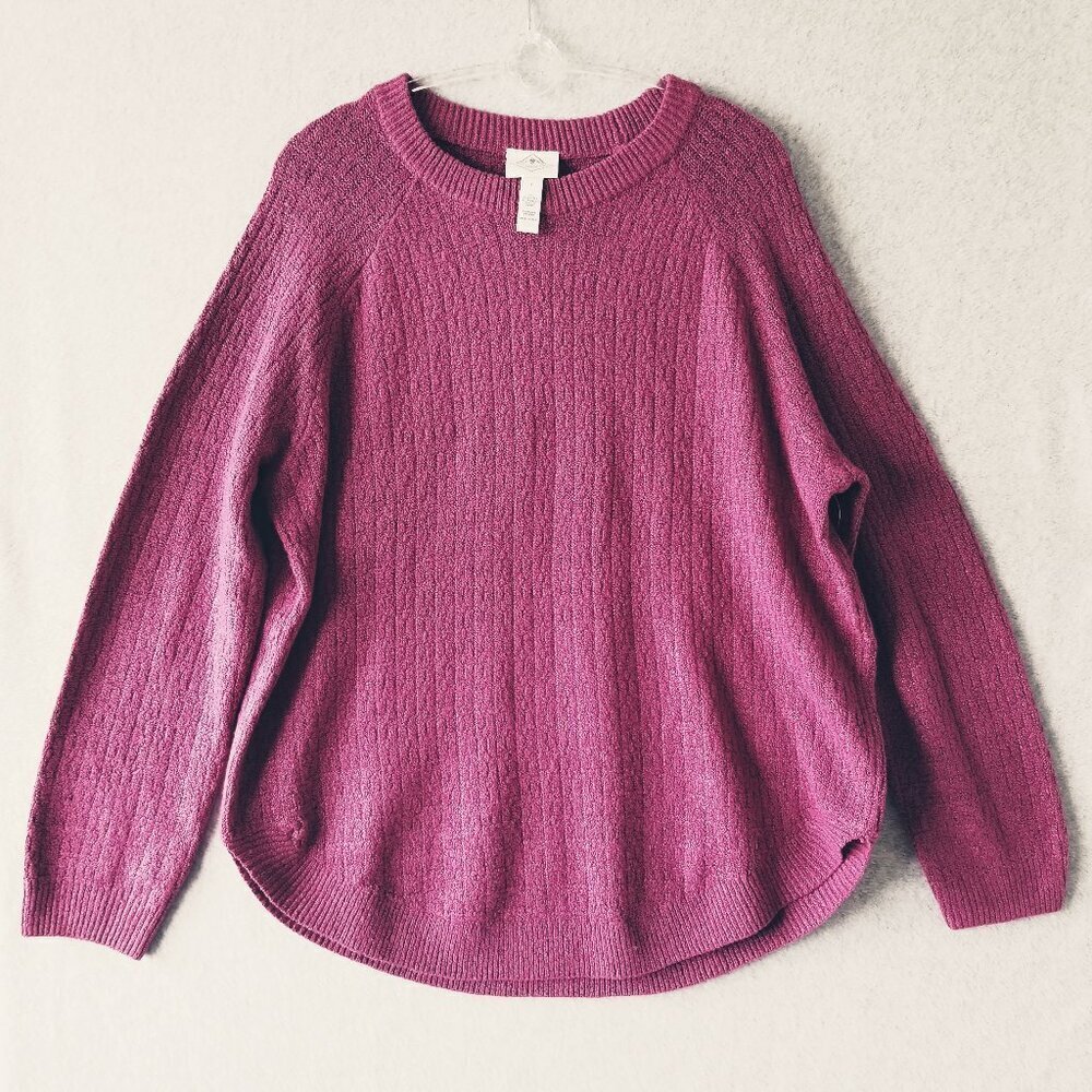 St. John's Bay Women's Pullover Textured Tunic Top Sweater Casual Office Sz L